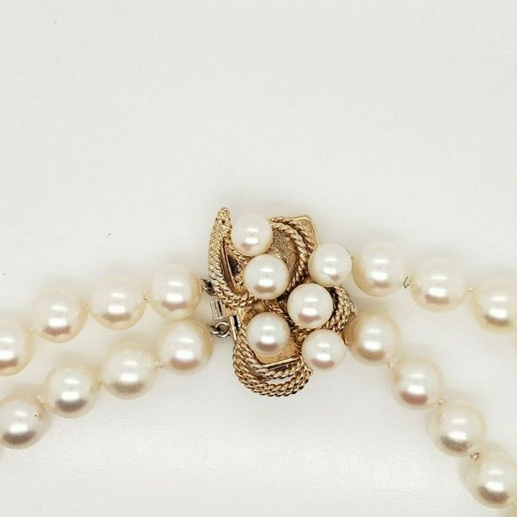 Cultured Pearl Double Strand Necklace 14KT Gold Filled Clasp - Picture 4 of 4